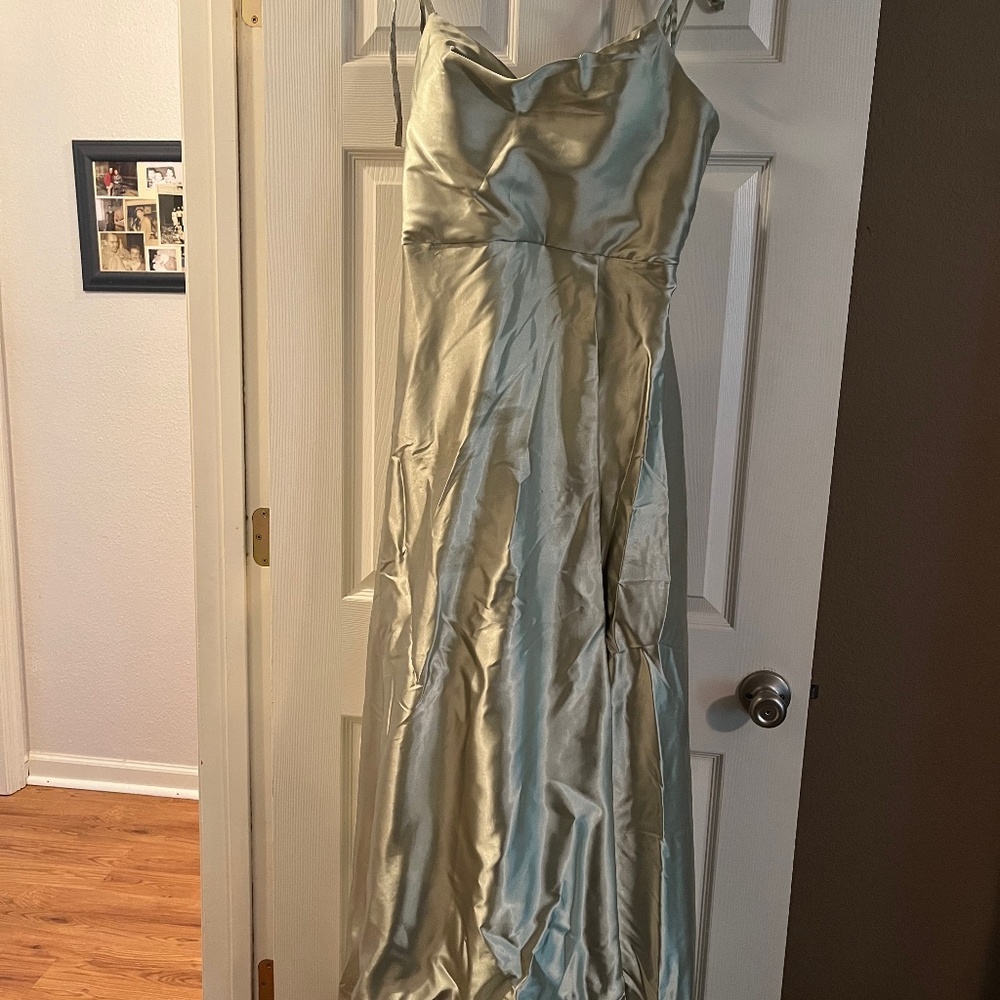 Satin Slip Maxi Dress in Sage Green